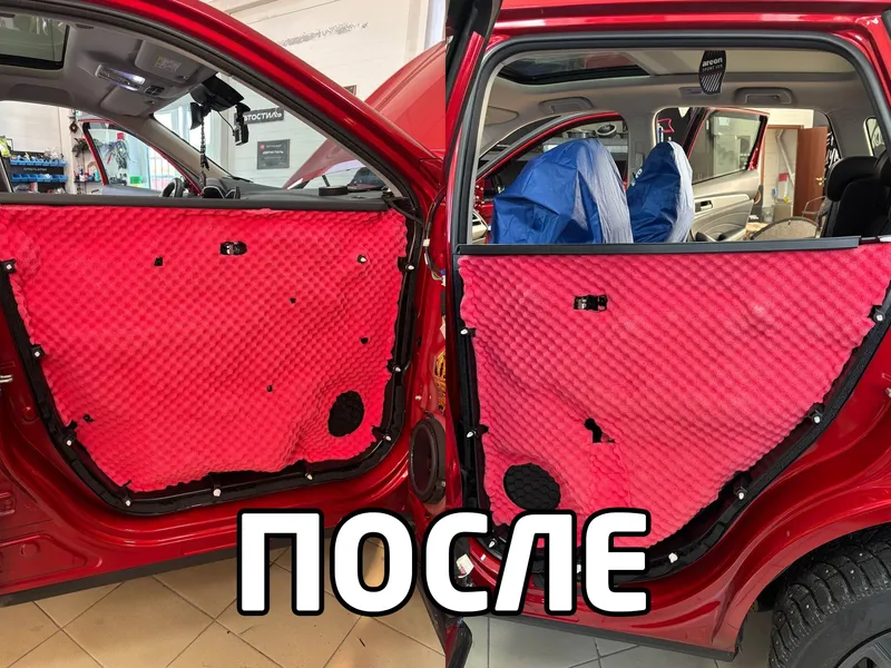 Двери Haval после переделки: звукопоглотитель уложен на всю площадь дверной карты